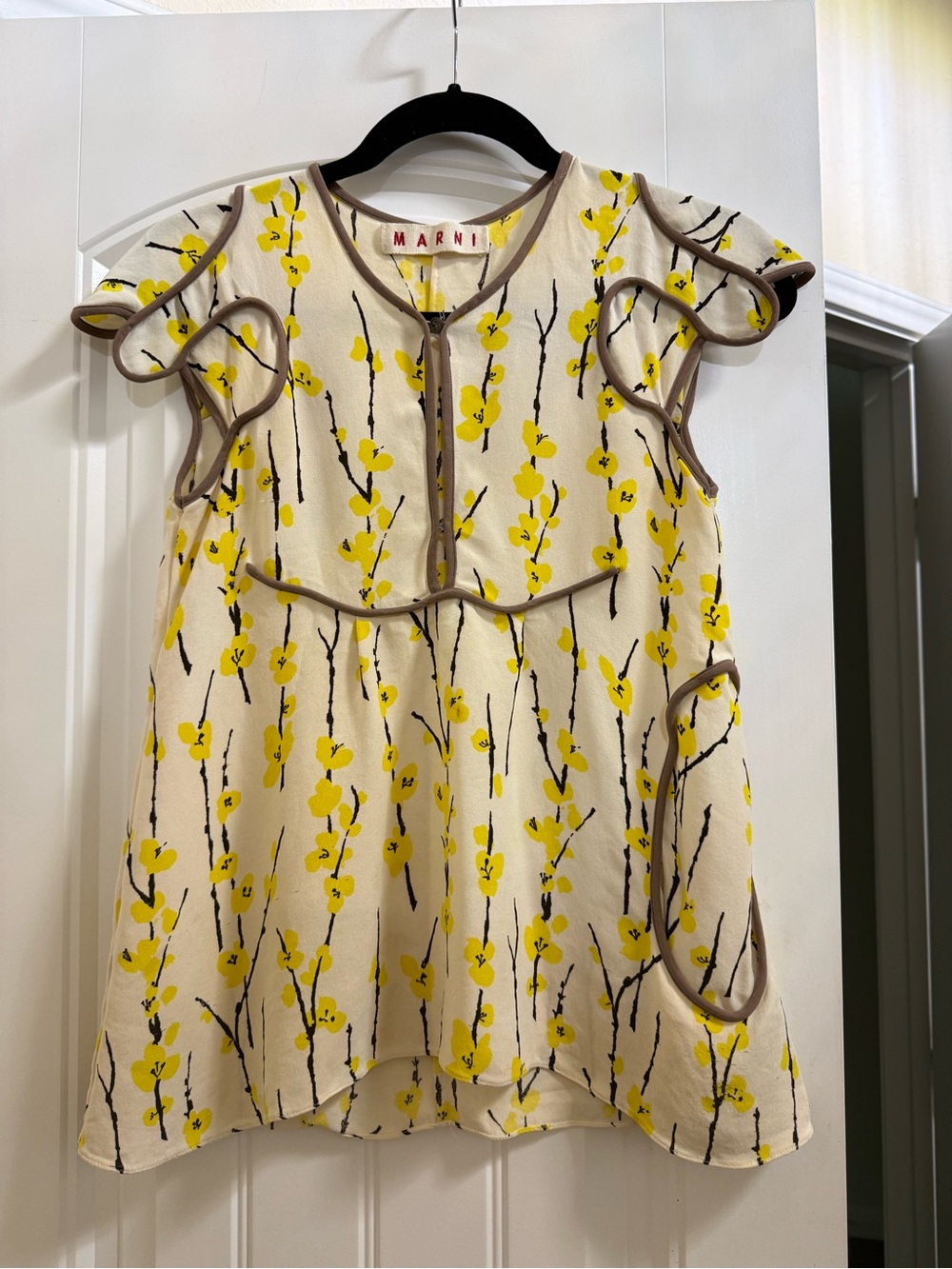 Marni cream printed silk crepe top SZ EU 38